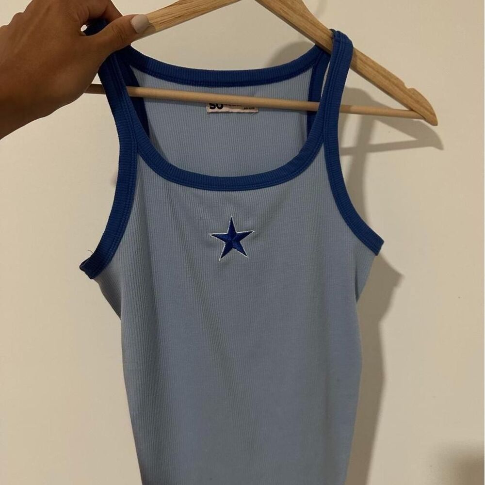 Blue Ribbed Star Tank Top – Y2K / SO Authentic Vintage Style